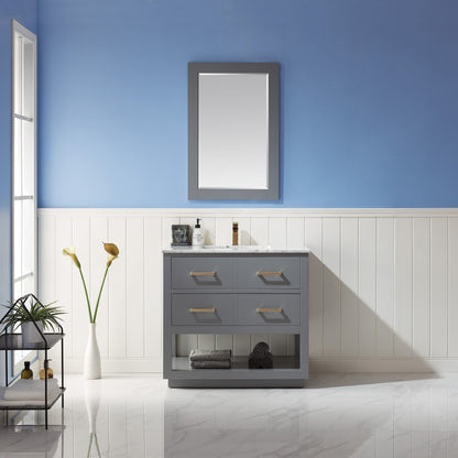 Remi 36" Single Bathroom Vanity Set in Marble Countertop