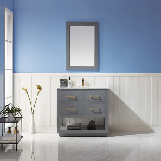 Remi 36" Single Bathroom Vanity Set in Marble Countertop
