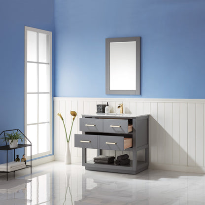 Remi 36" Single Bathroom Vanity Set in Marble Countertop