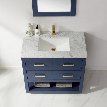 Remi 36" Single Bathroom Vanity Set in Marble Countertop