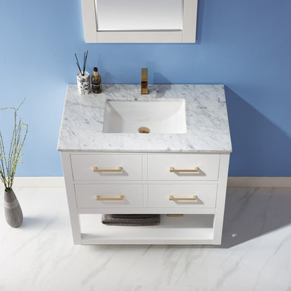 Remi 36" Single Bathroom Vanity Set in Marble Countertop