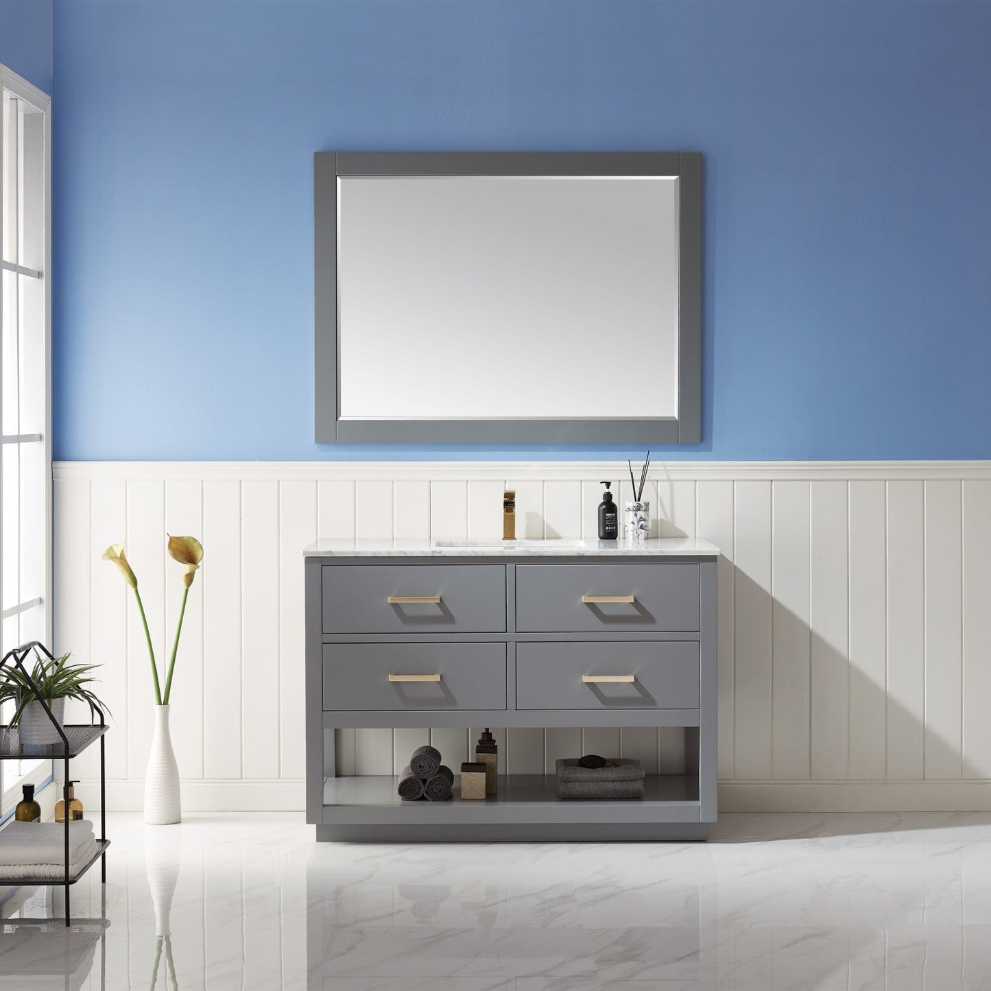 Remi 48" Single Bathroom Vanity Set with Marble Countertop