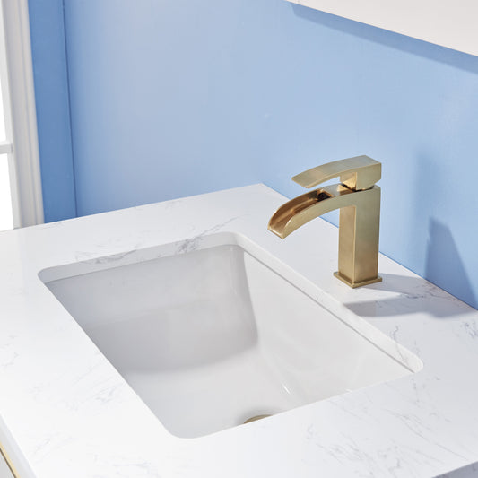Morgan 30" Single Bathroom Vanity Set in White and Composite Aosta White Stone Countertop