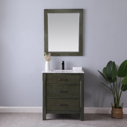 Maribella 30" Single Bathroom Vanity Set with Carrara White Marble Countertop