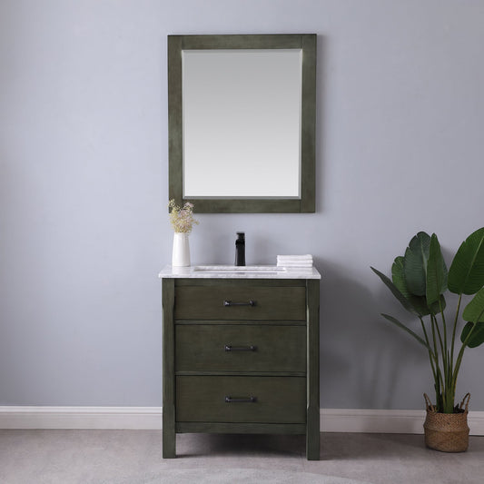 Maribella 30" Single Bathroom Vanity Set with Carrara White Marble Countertop