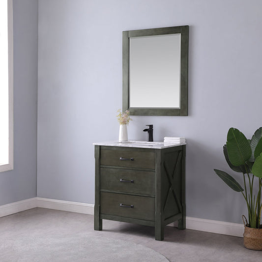 Maribella 30" Single Bathroom Vanity Set with Carrara White Marble Countertop