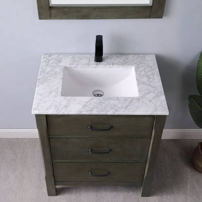 Maribella 30" Single Bathroom Vanity Set with Carrara White Marble Countertop