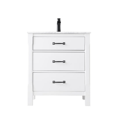 Maribella 30" Single Bathroom Vanity Set with Carrara White Marble Countertop