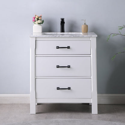 Maribella 30" Single Bathroom Vanity Set with Carrara White Marble Countertop