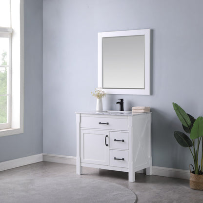 Maribella 36" Single Bathroom Vanity Set with Carrara White Marble Countertop