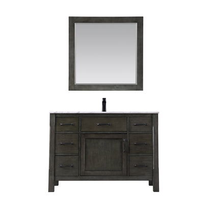Maribella 48" Single Bathroom Vanity Set in Carrara White Marble Countertop with Mirror