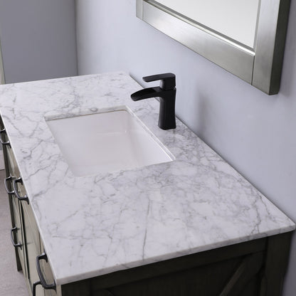 Maribella 48" Single Bathroom Vanity Set in Carrara White Marble Countertop with Mirror