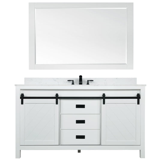 Kinsley 60" Single Bathroom Vanity Set with Aosta White Marble Countertop
