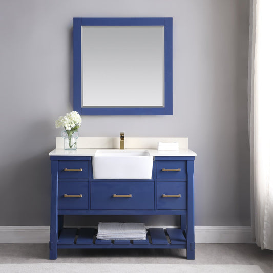 Georgia 48" Single Bathroom Vanity with White Farmhouse Basin