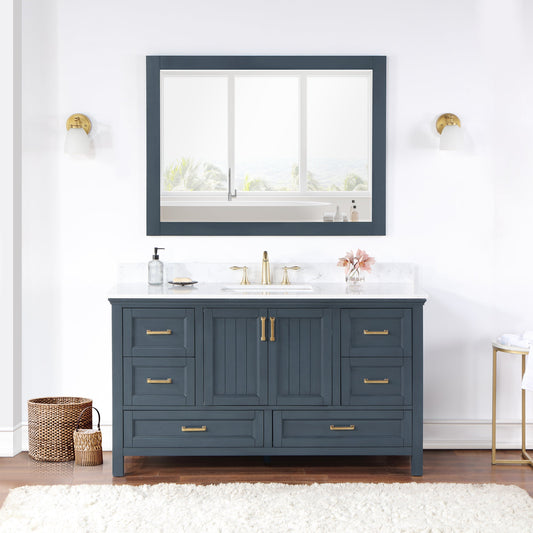 Isla 60" Single Bathroom Vanity Set with Aosta White Engineered Stone Countertop