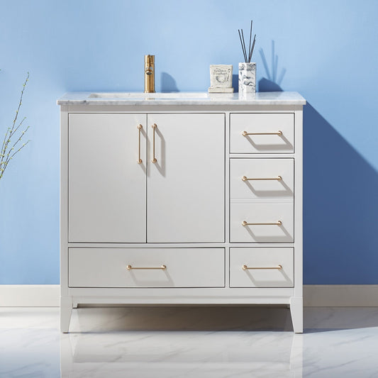 Sutton 36" Single Bathroom Vanity Set with Marble Countertop