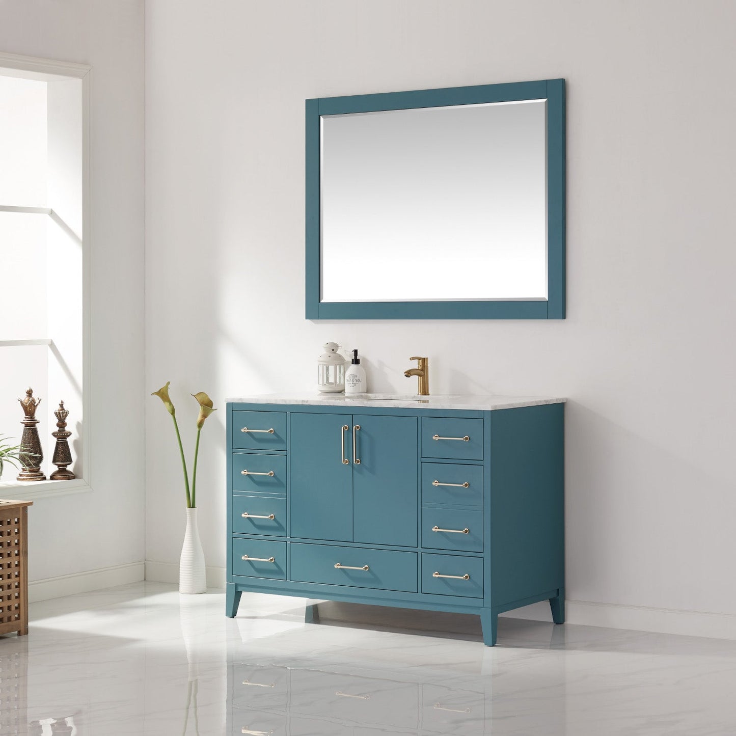 Sutton 48" Single Bathroom Vanity Set with Marble Countertop