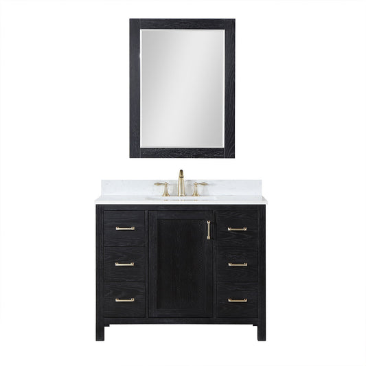 Hadiya 42" Single Bathroom Vanity Set with Aosta White Composite Stone Countertop