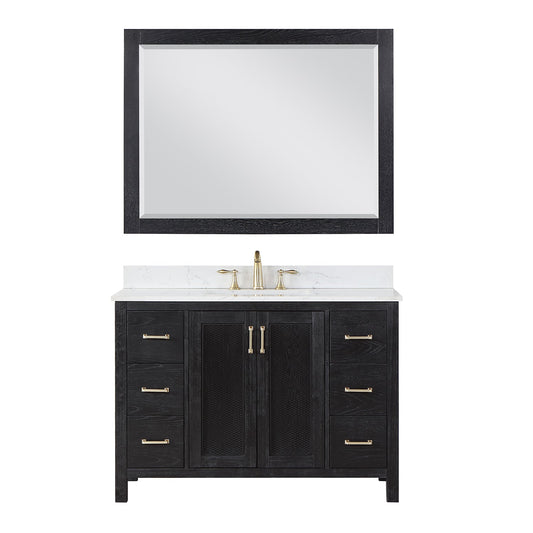 Hadiya 48" Single Bathroom Vanity Set with Aosta White Composite Stone Countertop