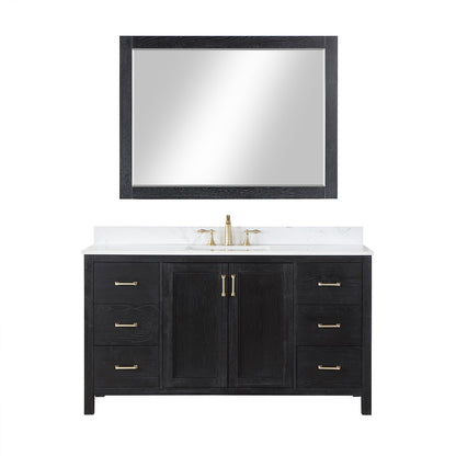 Hadiya 60" Single Bathroom Vanity Set with Aosta White Composite Stone Countertop