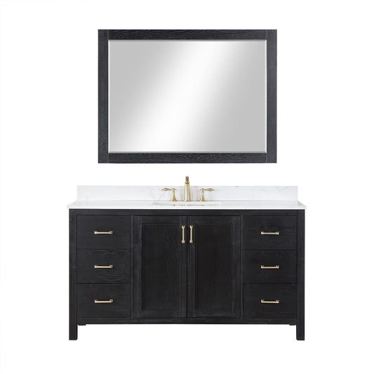 Hadiya 60" Single Bathroom Vanity Set with Aosta White Composite Stone Countertop