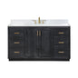 Gazsi 60" Single Bathroom Vanity Set with Grain White Engineered Stone Countertop