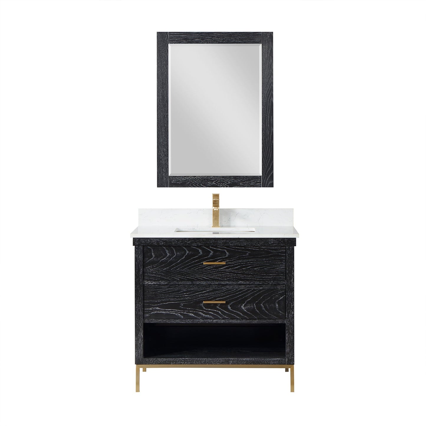 Kesia 36" Single Bathroom Vanity Set with Aosta White Composite Stone Countertop