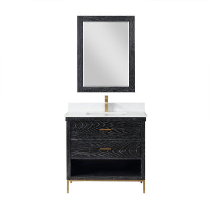 Kesia 36" Single Bathroom Vanity Set with Aosta White Composite Stone Countertop