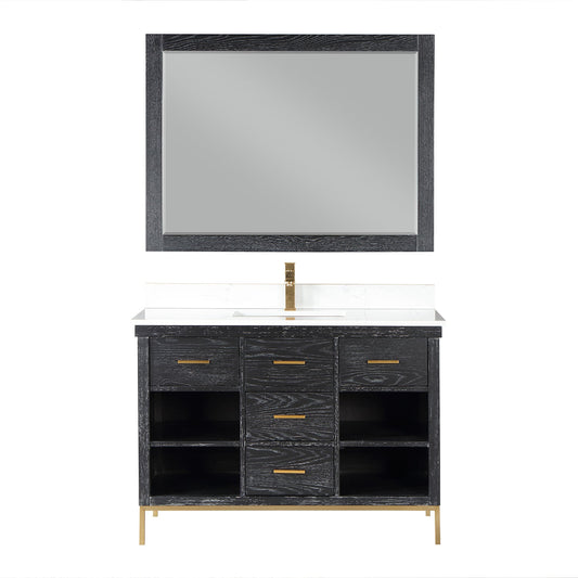Kesia 48" Single Bathroom Vanity Set with Aosta White Composite Stone Countertop