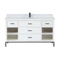 Kesia 60" Single Bathroom Vanity Set with Carrara White Composite Stone Countertop