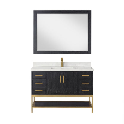 Wildy 48" Single Bathroom Vanity Set with Grain White Composite Stone Countertop