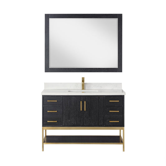 Wildy 48" Single Bathroom Vanity Set with Grain White Composite Stone Countertop