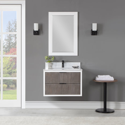 Dione Single Bathroom Vanity Set with Aosta White Stone Countertop