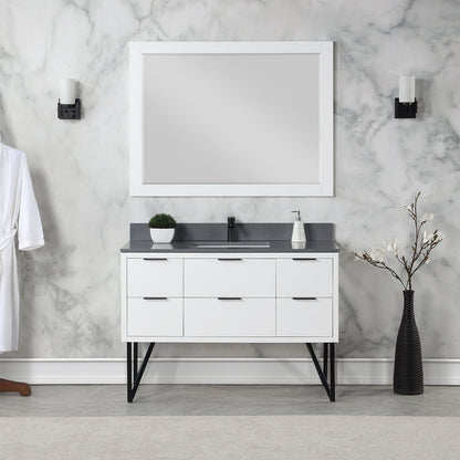 Helios 48" Single Bathroom Vanity Set with Concrete Gray Stone Countertop