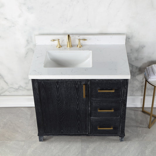 Weiser 36" Single Bathroom Vanity Set with Composite Aosta White Stone Countertop