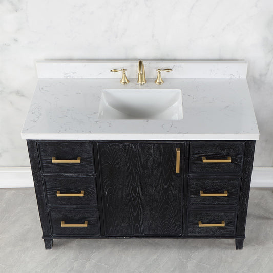 Weiser 48" Single Bathroom Vanity Set with Composite Aosta White Stone Countertop