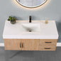 Corchia Wall-mounted Single Bathroom Vanity with White Composite Stone Countertop