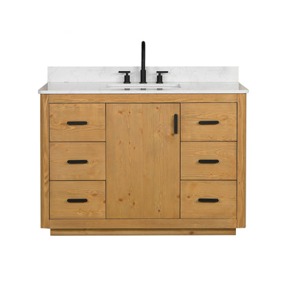 Perla 48" Single Bathroom Vanity with Grain White Composite Stone Countertop