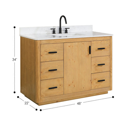 Perla 48" Single Bathroom Vanity with Grain White Composite Stone Countertop