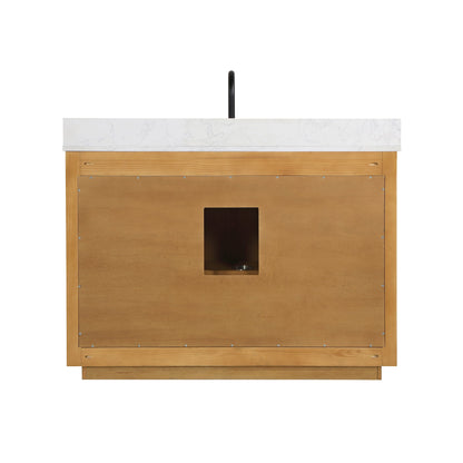 Perla 48" Single Bathroom Vanity with Grain White Composite Stone Countertop