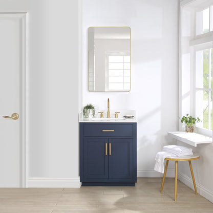 Gavino 30" Single Bathroom Vanity with Grain White Composite Stone Countertop