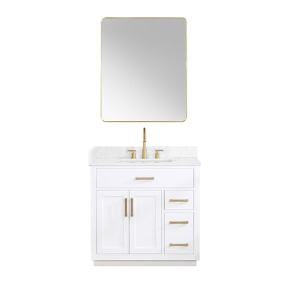 Gavino 36" Single Bathroom Vanity with Grain White Composite Stone Countertop