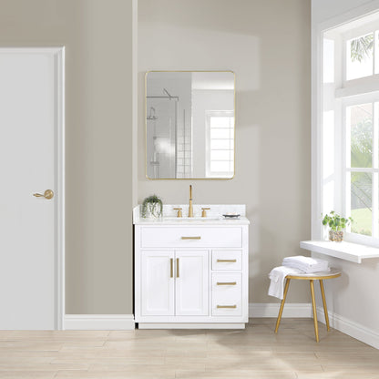 Gavino 36" Single Bathroom Vanity with Grain White Composite Stone Countertop