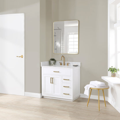 Gavino 36" Single Bathroom Vanity with Grain White Composite Stone Countertop