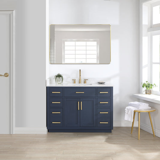 Gavino 48" Single Bathroom Vanity with Grain White Composite Stone Countertop
