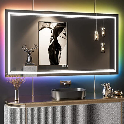W60 x H28" Square Bathroom mirrors for vanity Silver