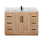 Floral 48" Single Bathroom Vanity in Light Brown with Calacatta White Quartz Countertop