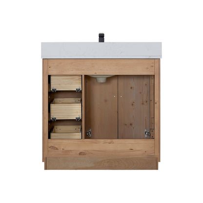 Cicero 36" Single Bathroom Vanity in Light Brown with Engineered Stone Countertop