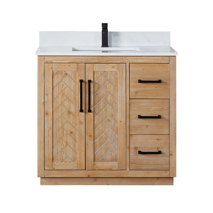 Anais 36" Single Bathroom Vanity in Light Brown with Engineered Stone Countertop