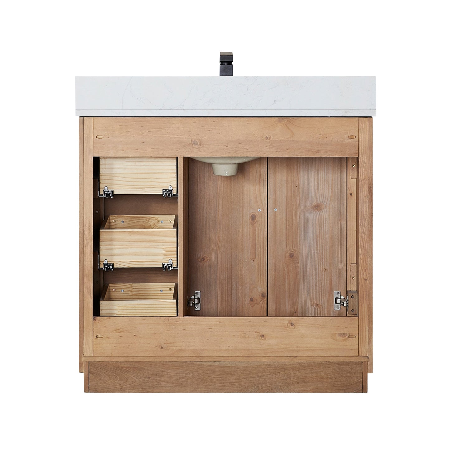 Anais 36" Single Bathroom Vanity in Light Brown with Engineered Stone Countertop